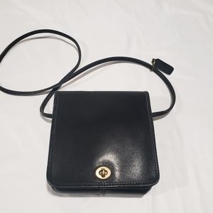 Vintage Coach Black Leather Crossbody Purse
